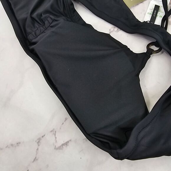 J Crew Swim Top 2X Black O Ring Tie Shoulder Square Neck Bikini Padded BF175 - Picture 7 of 11